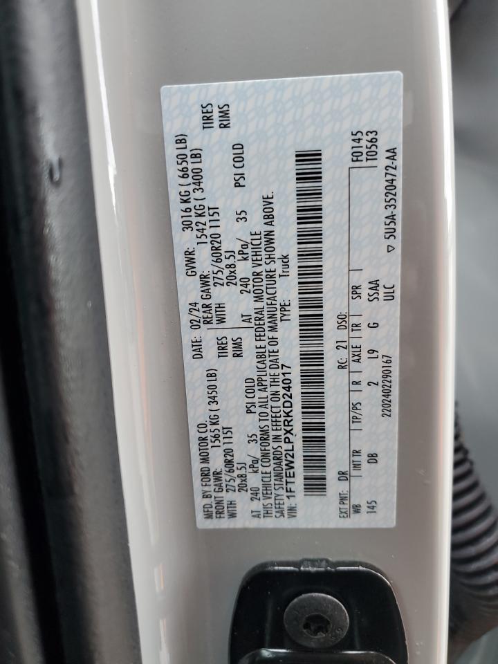 2024 Ford F150 Stx VIN: 1FTEW2LPXRKD24017 Lot: 90664345