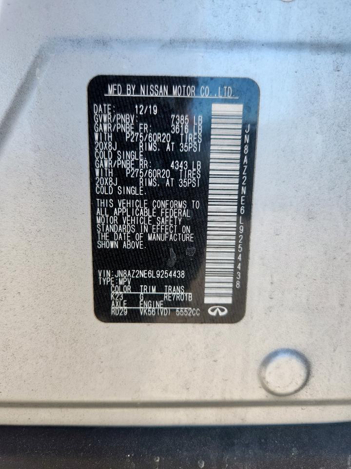 2020 Infiniti Qx80 Luxe VIN: JN8AZ2NE6L9254438 Lot: 85483075