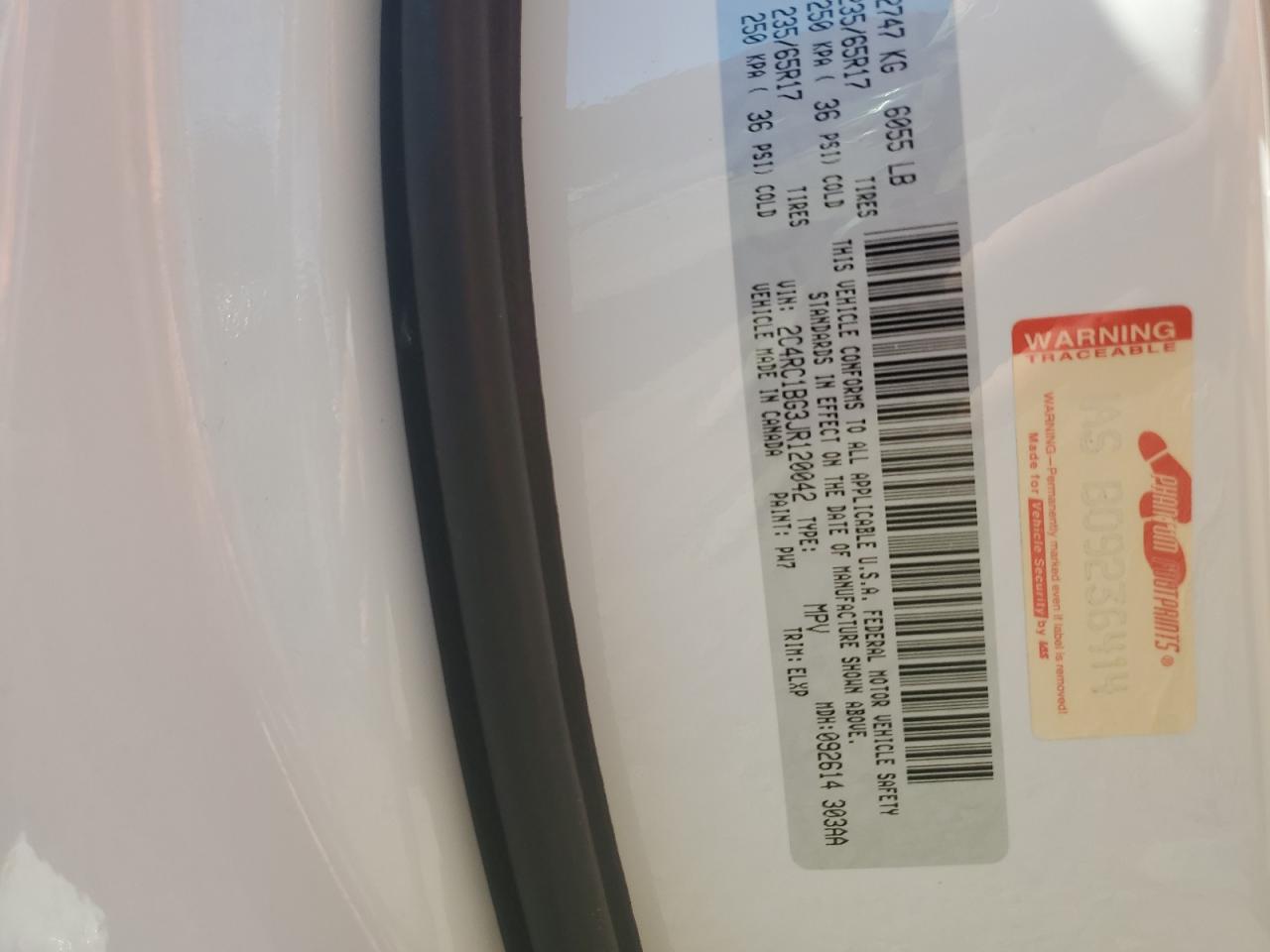 2018 Chrysler Pacifica Touring L VIN: 2C4RC1BG3JR120042 Lot: 82765125