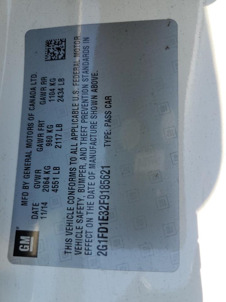 2015 Chevrolet Camaro Lt VIN: 2G1FD1E32F9185621 Lot: 82002765