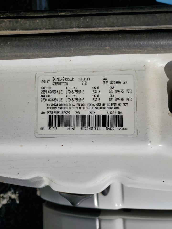 2001 Dodge Ram 2500 VIN: 1B7KF23691J573252 Lot: 90317185