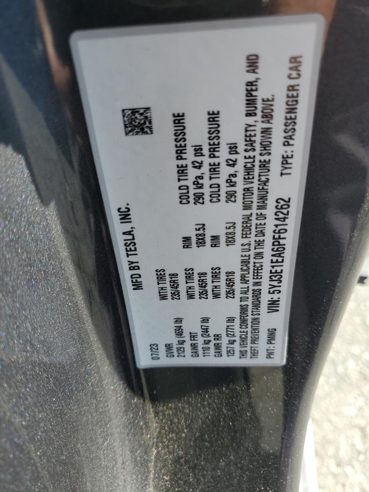 2023 Tesla Model 3 VIN: 5YJ3E1EA6PF614262 Lot: 82703145