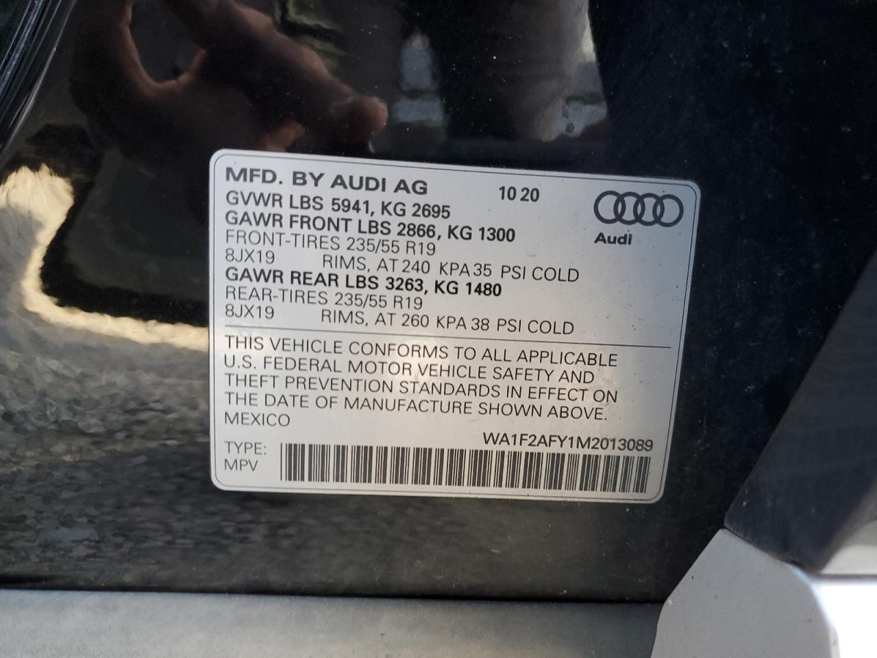 2021 Audi Q5 E Prestige VIN: WA1F2AFY1M2013089 Lot: 89814515