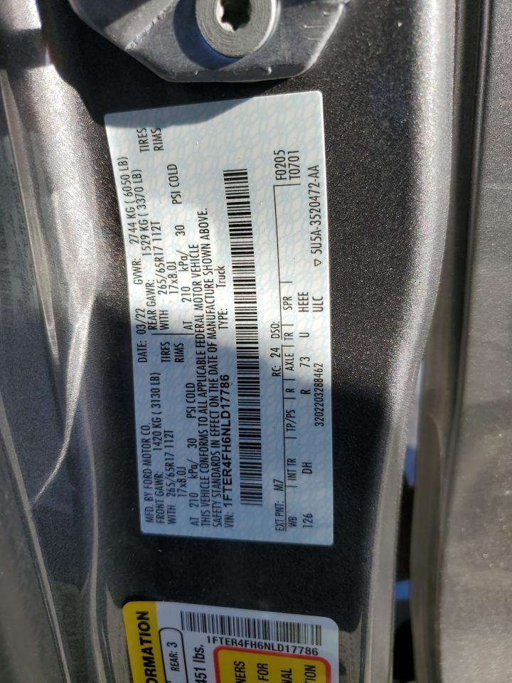 2022 Ford Ranger Xl VIN: 1FTER4FH6NLD17786 Lot: 89448125