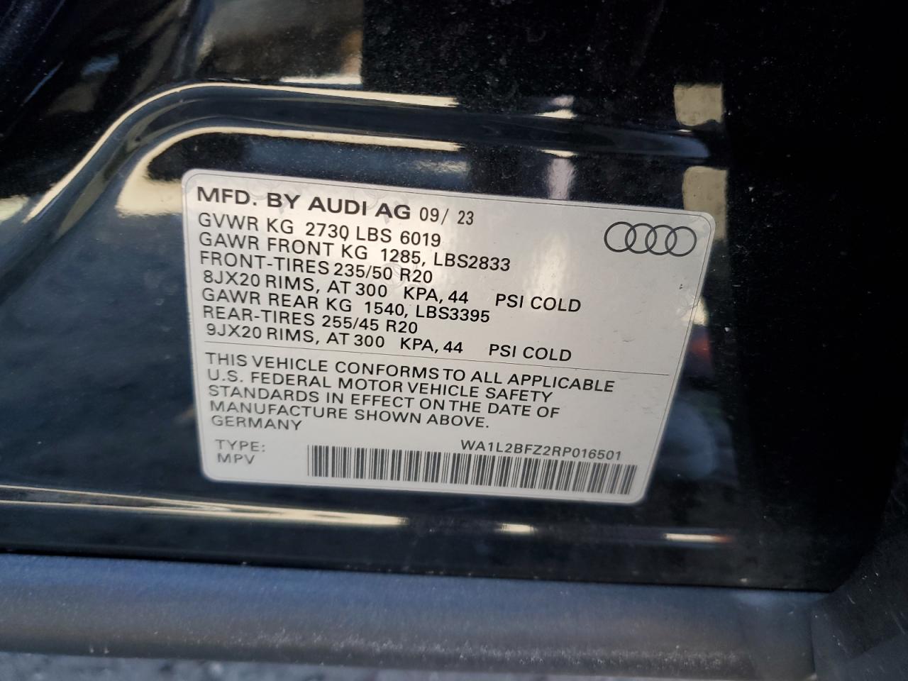 2024 Audi Q4 E-Tron Premium Plus VIN: WA1L2BFZ2RP016501 Lot: 85408925