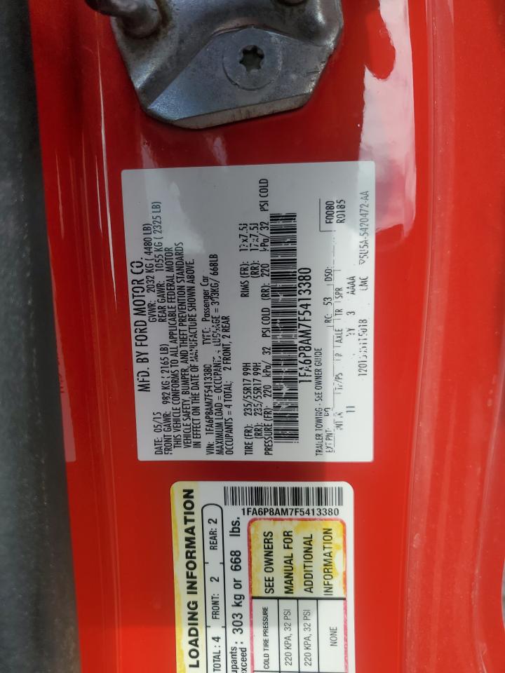 2015 Ford Mustang VIN: 1FA6P8AM7F5413380 Lot: 85155265