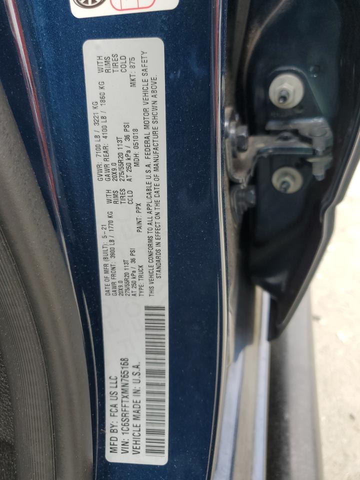 2021 Ram 1500 Big Horn/Lone Star VIN: 1C6SRFFTXMN765168 Lot: 86177235