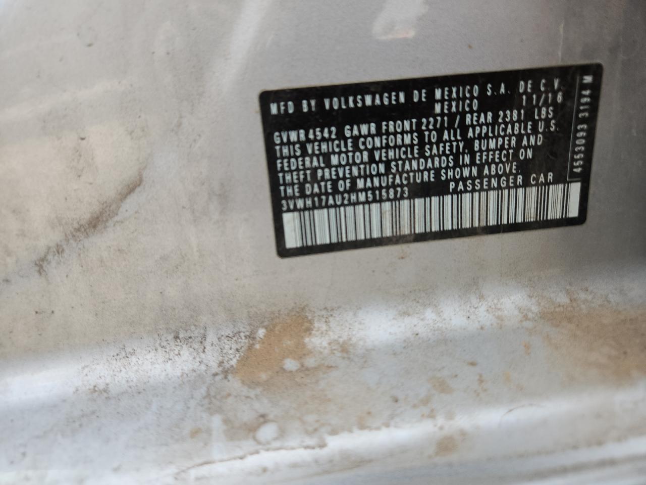 2017 Volkswagen Golf Alltrack S VIN: 3VWH17AU2HM515873 Lot: 82221725
