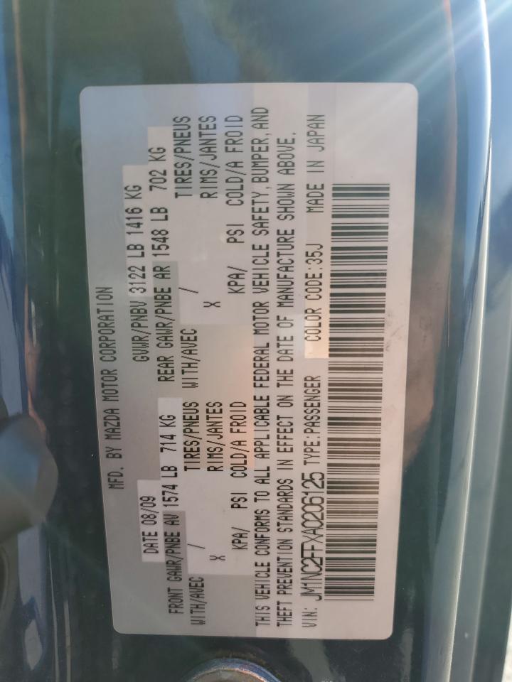 2010 Mazda Mx-5 Miata VIN: JM1NC2FFXA0206125 Lot: 89859825