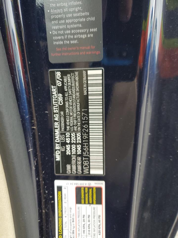 2009 Mercedes-Benz Clk 350 VIN: WDBTJ56H19F261571 Lot: 86545685