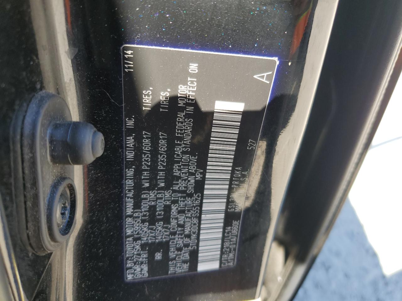 2015 Toyota Sienna Xle VIN: 5TDYK3DC8FS551625 Lot: 85323315