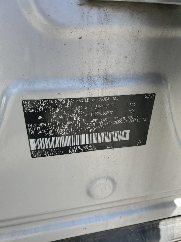 2015 Toyota Rav4 Xle VIN: 2T3WFREV5FW229019 Lot: 85552635