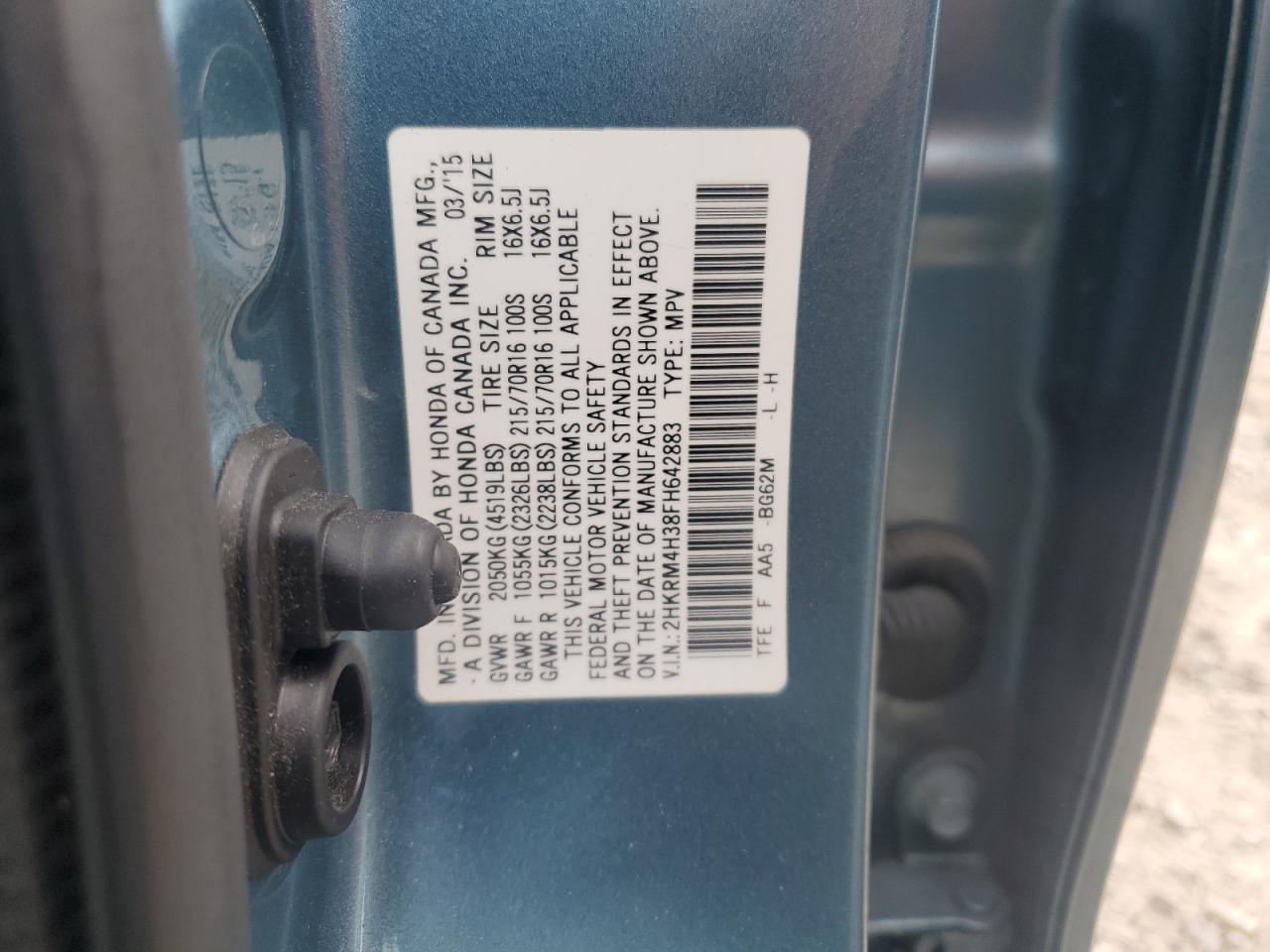 2015 Honda Cr-V Lx VIN: 2HKRM4H38FH642883 Lot: 84946175