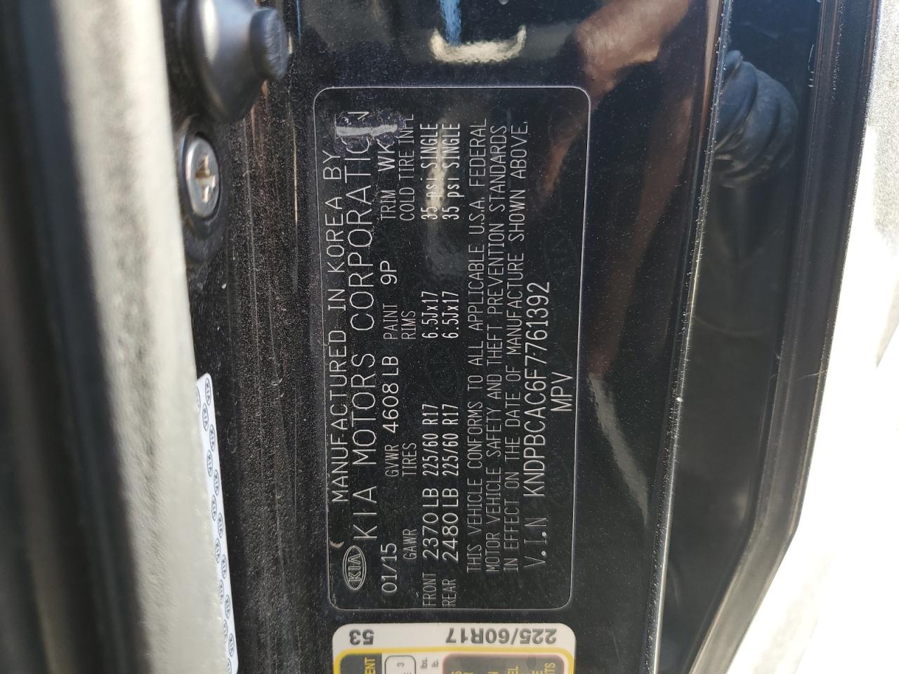 2015 Kia Sportage Lx VIN: KNDPBCAC6F7761392 Lot: 86672535