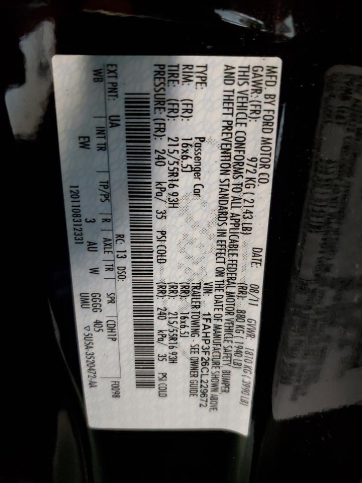 2012 Ford Focus Se VIN: 1FAHP3F26CL229672 Lot: 85709835