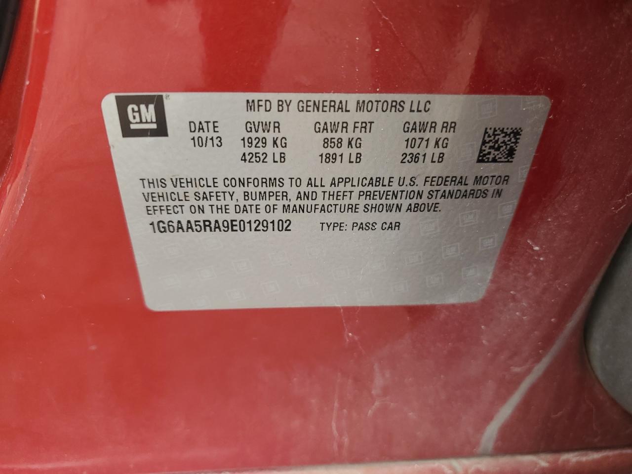 2014 Cadillac Ats VIN: 1G6AA5RA9E0129102 Lot: 87009765