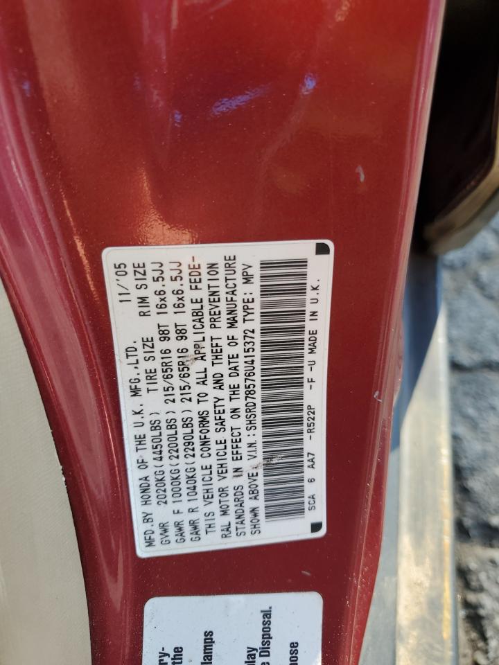 2006 Honda Cr-V Lx VIN: SHSRD78576U415372 Lot: 84522815