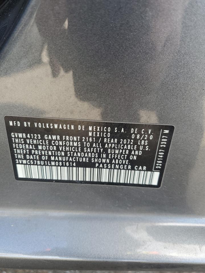 2020 Volkswagen Jetta S VIN: 3VWC57BU1LM081614 Lot: 84818475