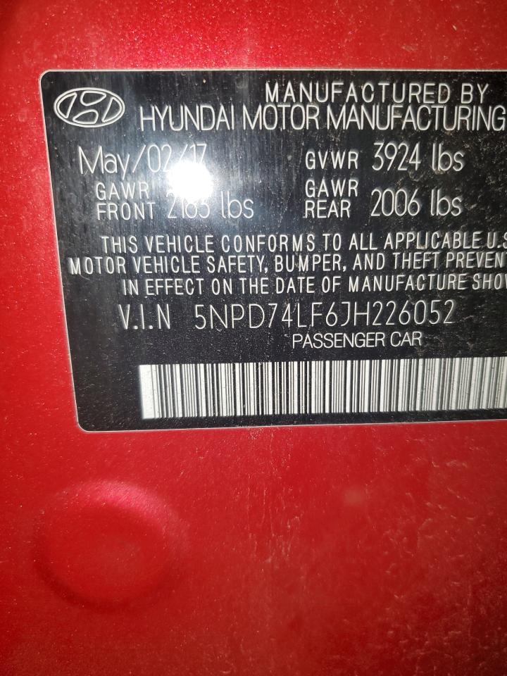 2018 Hyundai Elantra Se VIN: 5NPD74LF6JH226052 Lot: 86750685