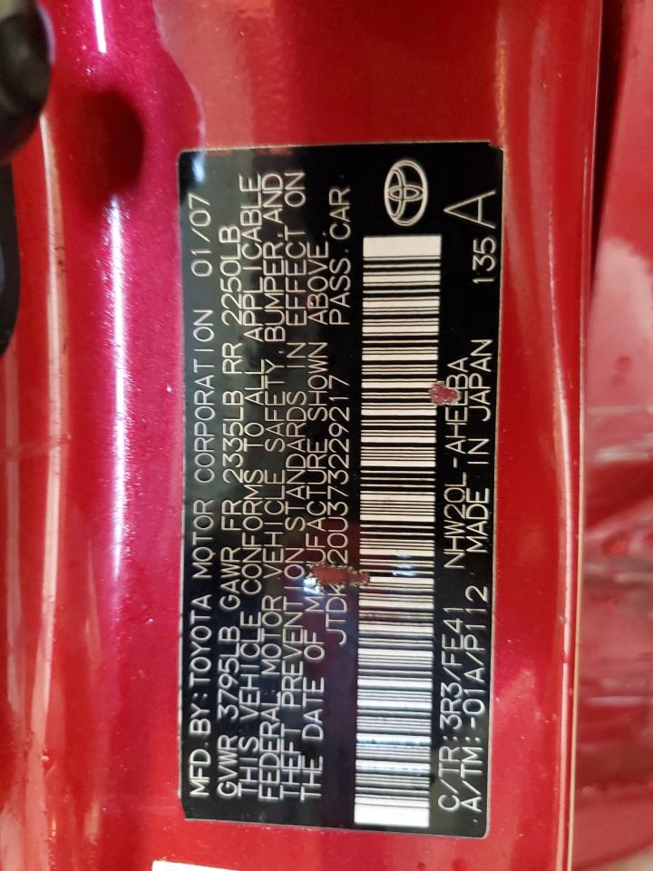 2007 Toyota Prius VIN: JTDKB20U373229217 Lot: 82357475