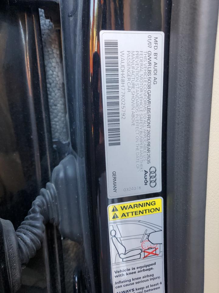 2007 Audi A4 3.2 Cabriolet Quattro VIN: WAUDH48H77K025792 Lot: 86305155