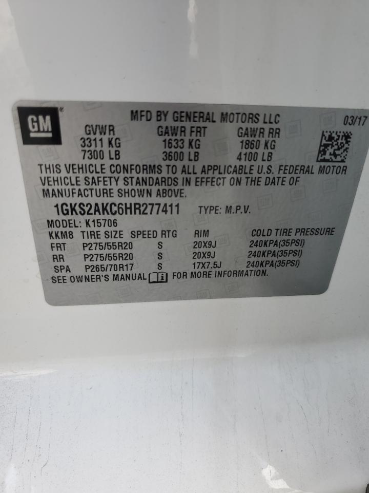2017 GMC Yukon Sle VIN: 1GKS2AKC6HR277411 Lot: 85935115