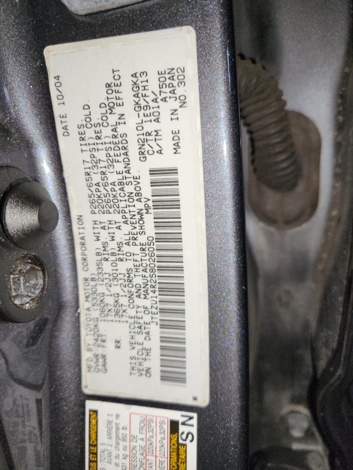 2005 Toyota 4Runner Sr5 VIN: JTEZU14R258026050 Lot: 86255475