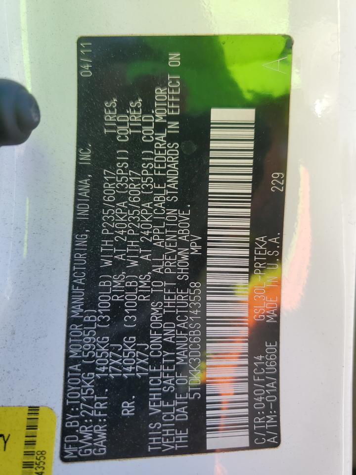 2011 Toyota Sienna Le VIN: 5TDKK3DC6BS143558 Lot: 82286605