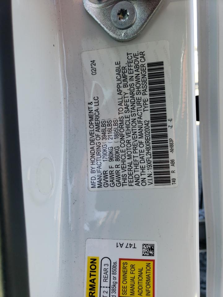 2024 Honda Civic Sport VIN: 19XFL2H8XRE020042 Lot: 85011495