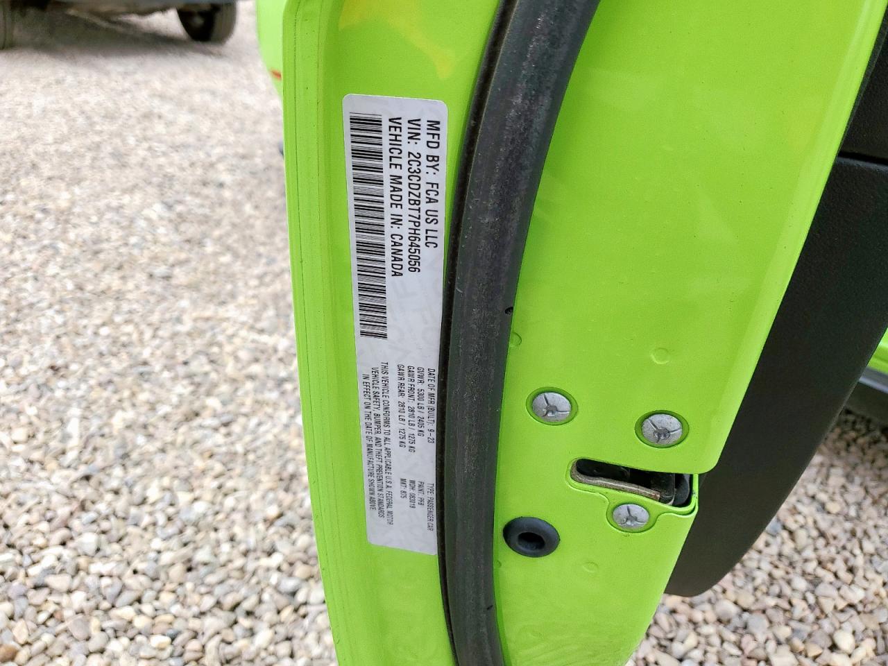 2023 Dodge Challenger R/T VIN: 2C3CDZBT7PH645056 Lot: 86183515