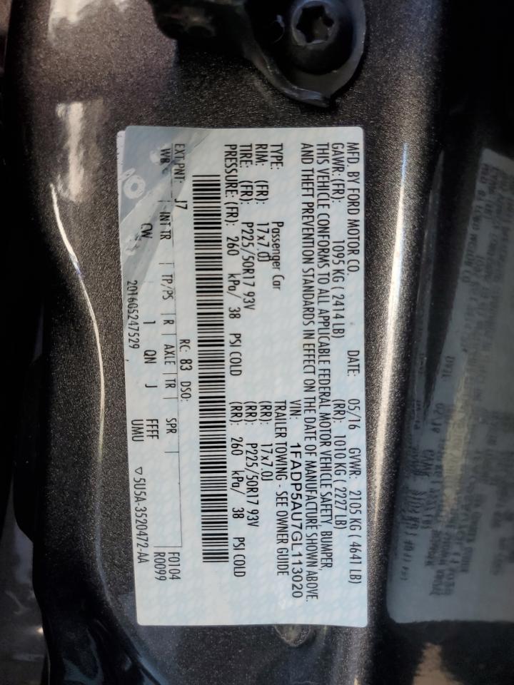 2016 Ford C-Max Se VIN: 1FADP5AU7GL113020 Lot: 91092615