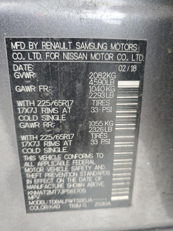 2018 Nissan Rogue S VIN: KNMAT2MT7JP561705 Lot: 86133005