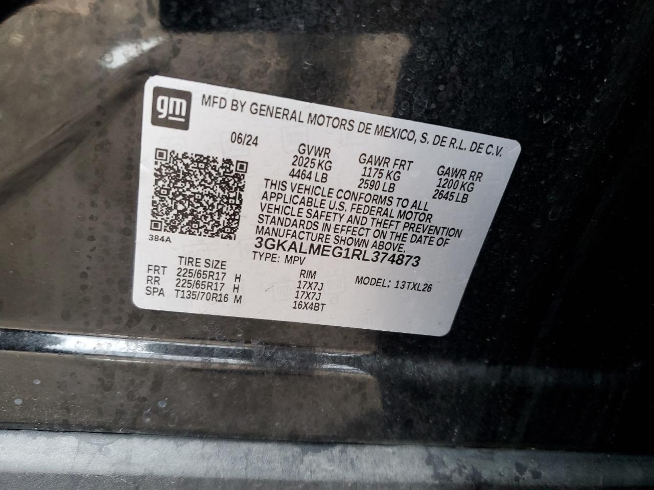 2024 GMC Terrain Sle VIN: 3GKALMEG1RL374873 Lot: 85157835