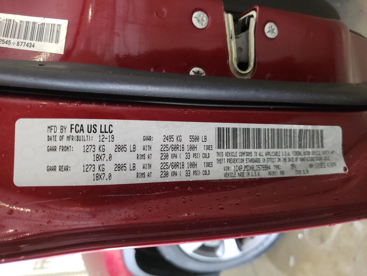 2020 Jeep Cherokee Limited VIN: 1C4PJMDX0LD579904 Lot: 82252915