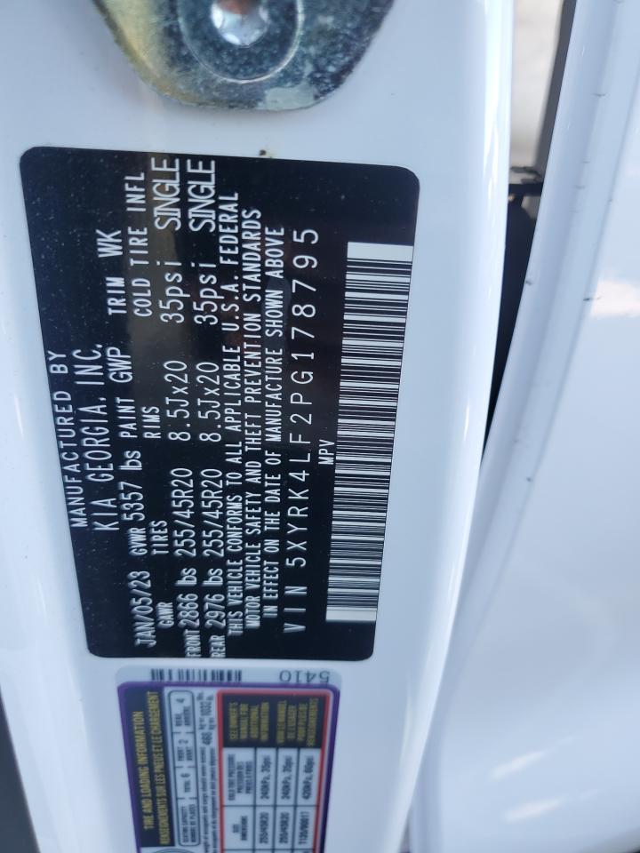 2023 Kia Sorento Sx VIN: 5XYRK4LF2PG178795 Lot: 86084425