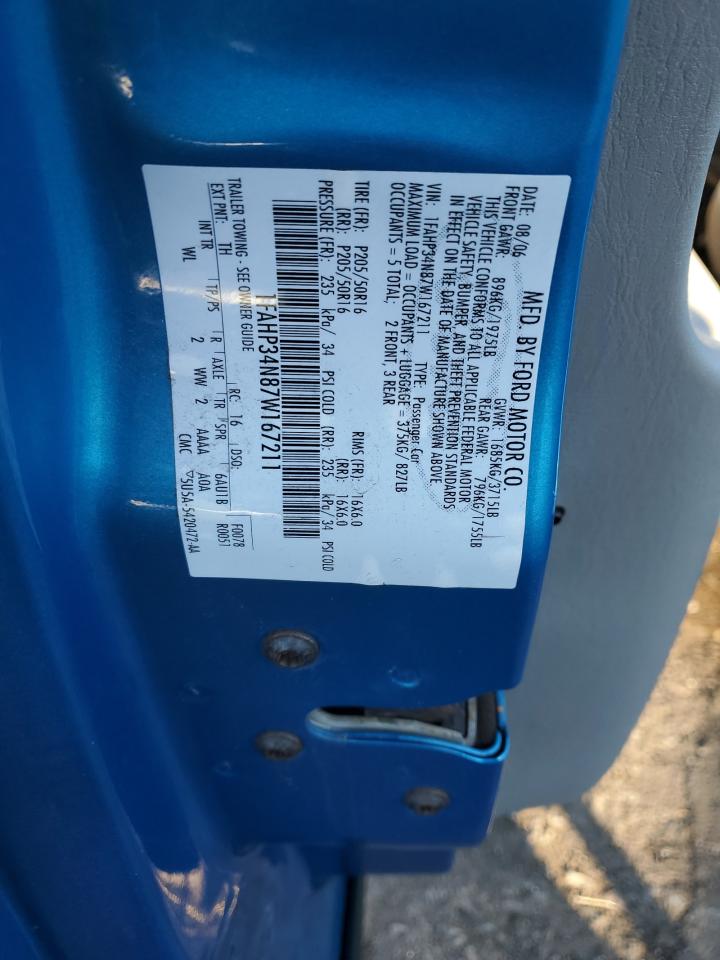 2007 Ford Focus Zx4 VIN: 1FAHP34N87W167211 Lot: 82379745