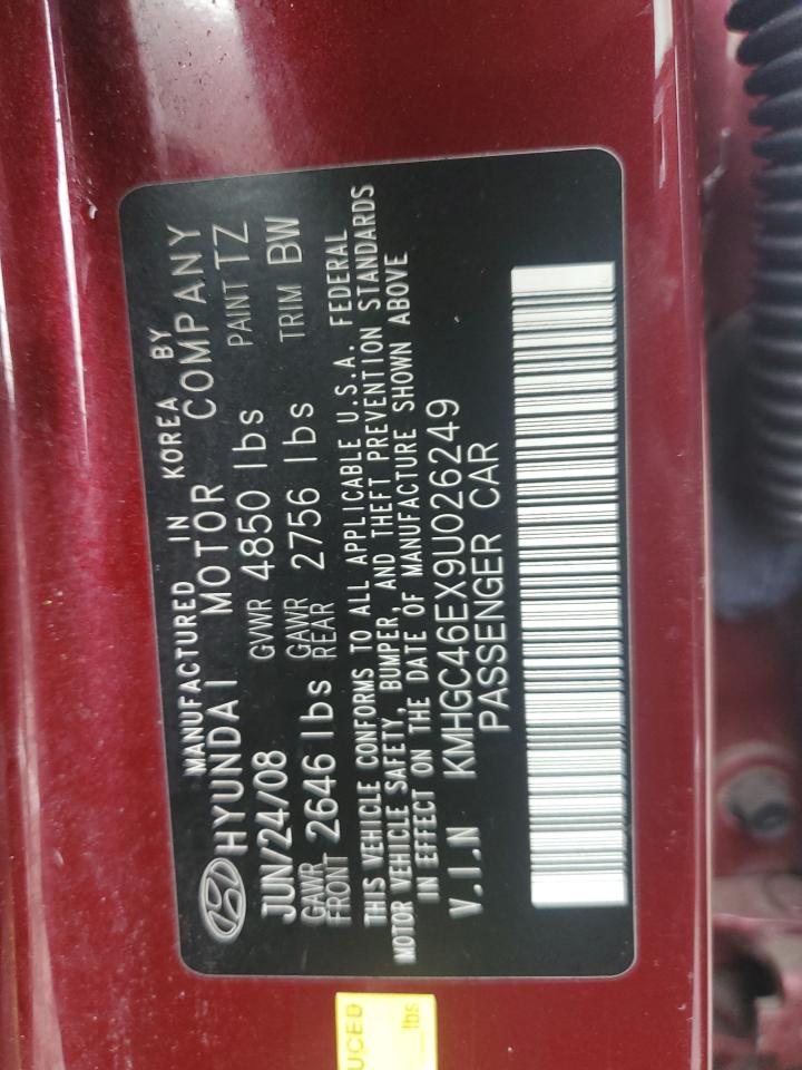 2009 Hyundai Genesis 3.8L VIN: KMHGC46EX9U026249 Lot: 85573255