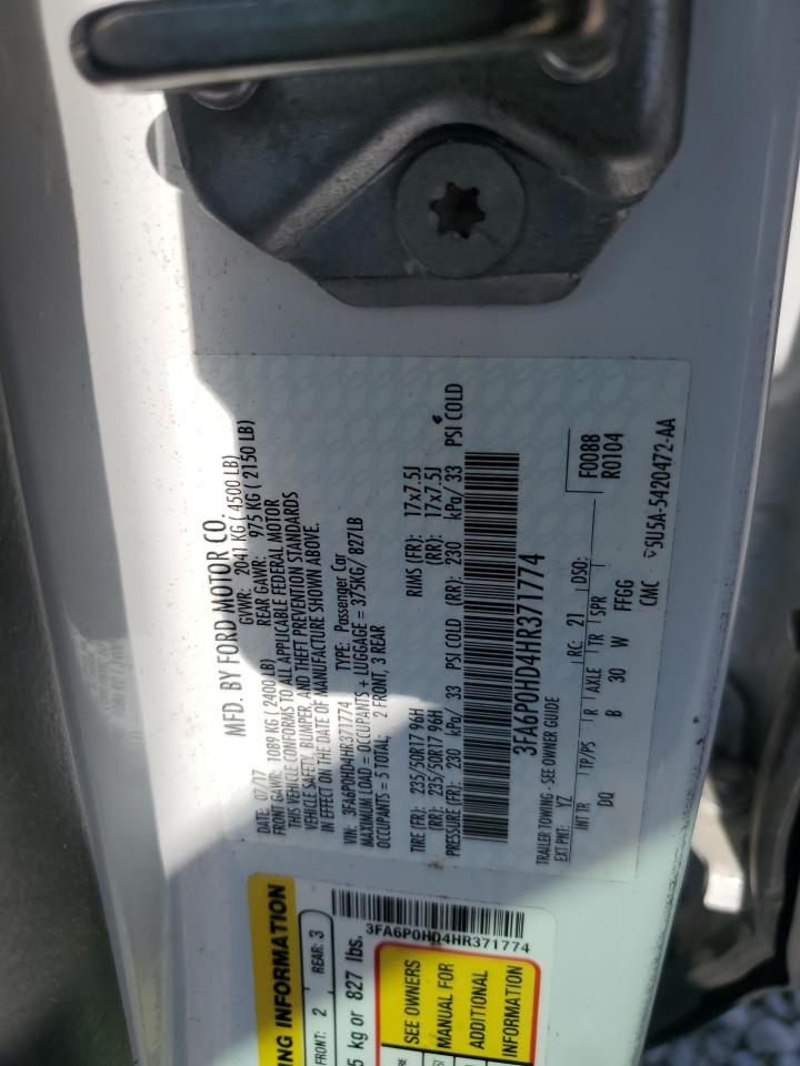 2017 Ford Fusion Se VIN: 3FA6P0HD4HR371774 Lot: 84402275