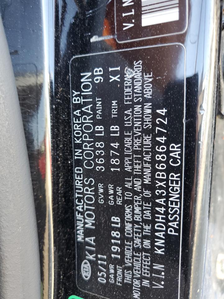 2011 Kia Rio Base VIN: KNADH4A3XB6864724 Lot: 82675905