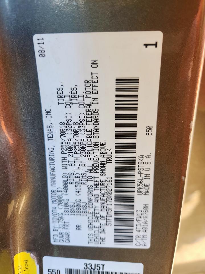 2011 Toyota Tundra Crewmax Sr5 VIN: 5TFDM5F17BX027161 Lot: 90271335