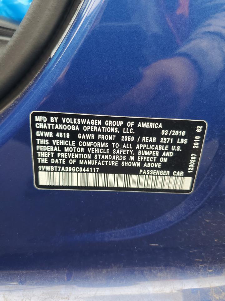 2016 Volkswagen Passat Se VIN: 1VWBT7A39GC044117 Lot: 84066105