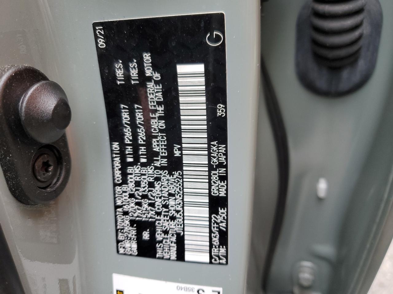 2022 Toyota 4Runner Trail VIN: JTEGU5JR3N5255275 Lot: 85377945
