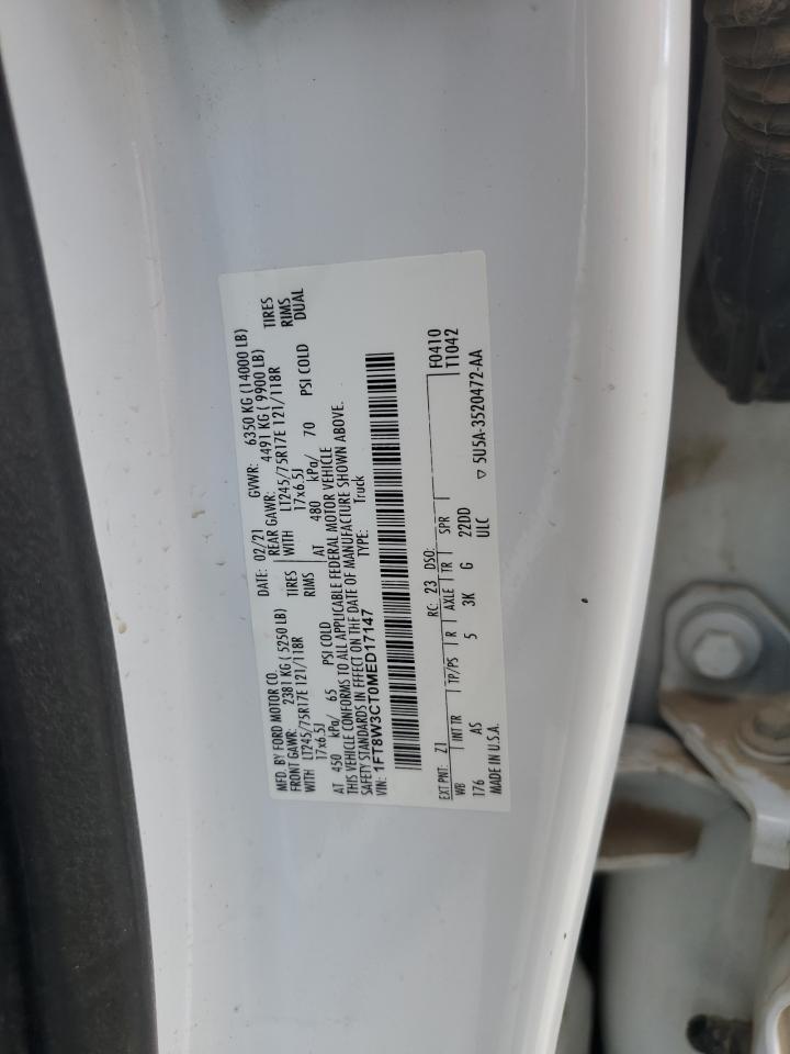 2021 Ford F350 Super Duty VIN: 1FT8W3CT0MED17147 Lot: 82079675