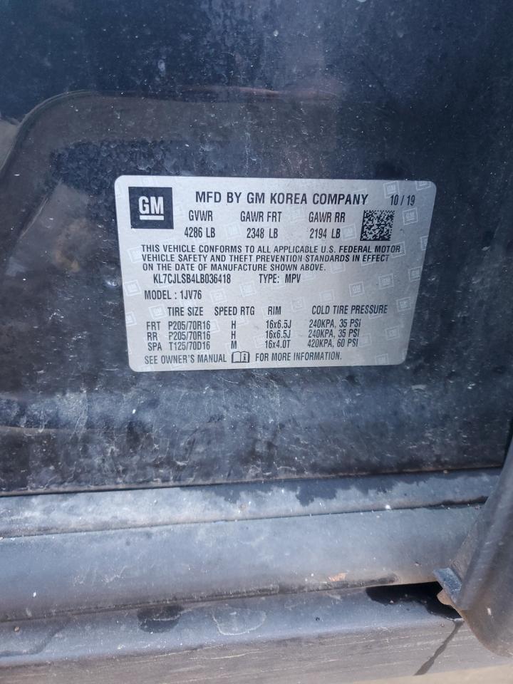 2020 Chevrolet Trax 1Lt VIN: KL7CJLSB4LB036418 Lot: 82776945