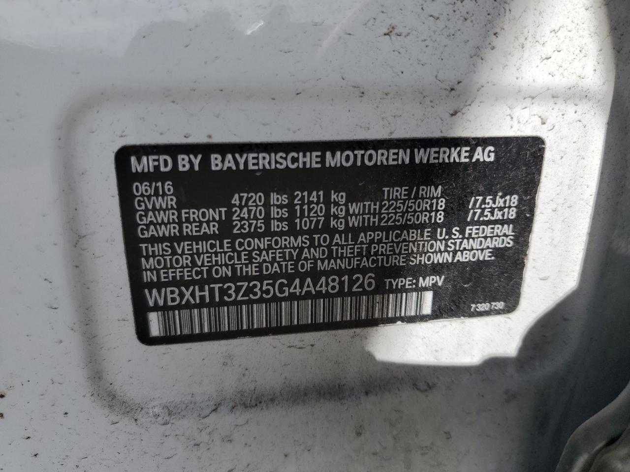 2016 BMW X1 xDrive28I VIN: WBXHT3Z35G4A48126 Lot: 85539845