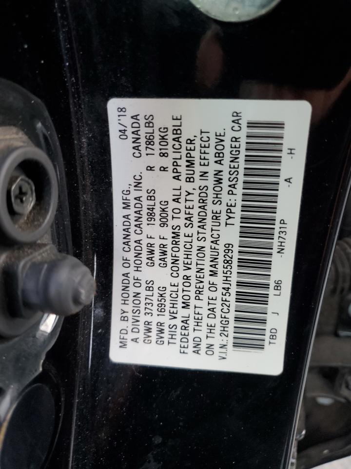 2018 Honda Civic Lx VIN: 2HGFC2F54JH558299 Lot: 85361025