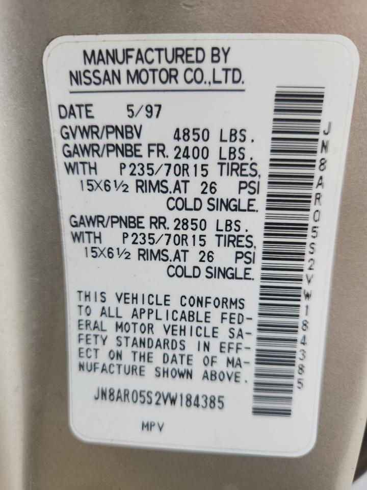 1997 Nissan Pathfinder Xe VIN: JN8AR05S2VW184385 Lot: 84788875