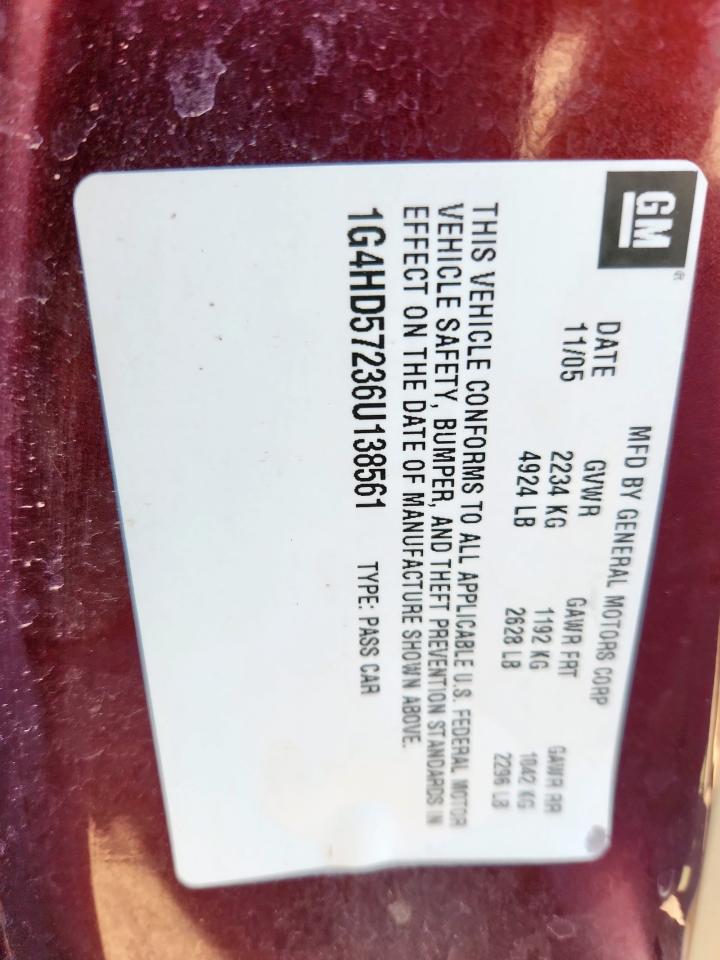 2006 Buick Lucerne Cxl VIN: 1G4HD57236U138561 Lot: 91002255