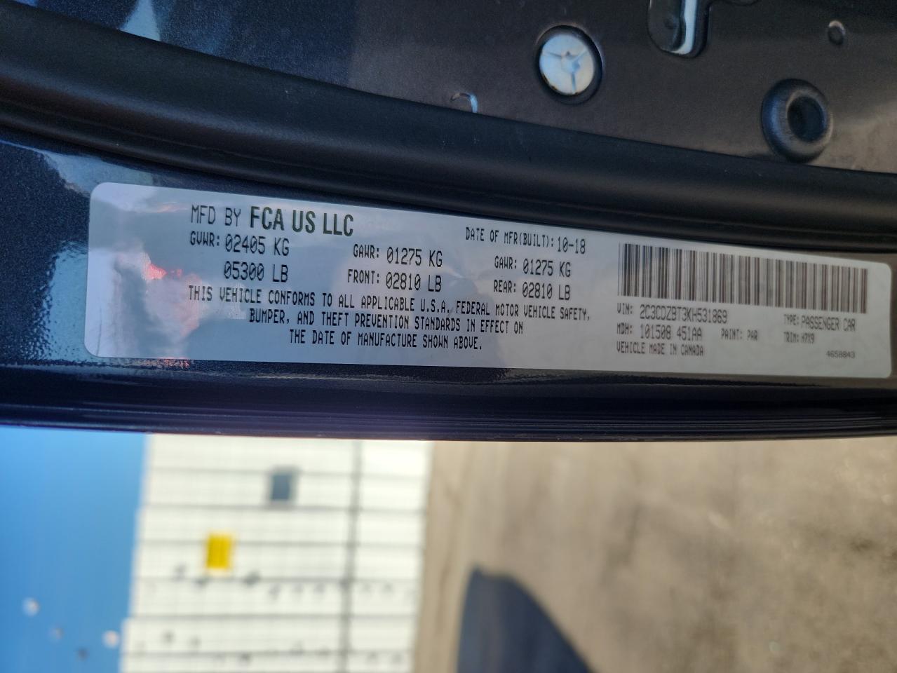 2019 Dodge Challenger R/T VIN: 2C3CDZBT3KH531869 Lot: 90948455