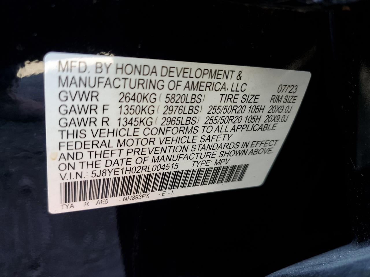 2024 Acura Mdx A-Spec VIN: 5J8YE1H02RL004515 Lot: 84300845